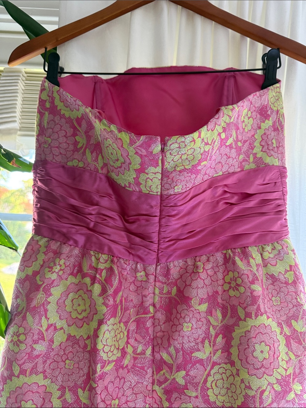 Lilly Pulitzer Pink and Lime Strapless Floral A-Line Dress - Picture 4 of 5